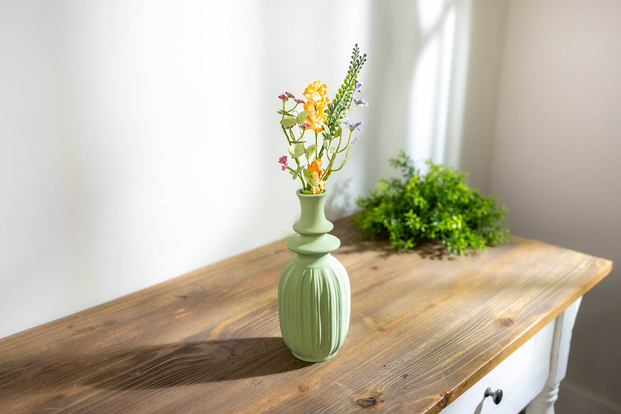 Ribbed Stoneware Bottle Vase (Set of 2)