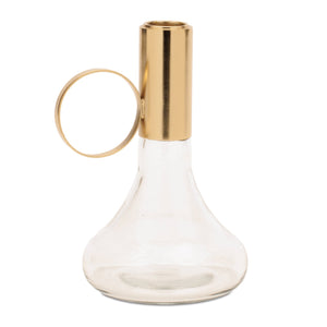 Modern Metal Taper Candle Holder with Glass Base (Set of 2)