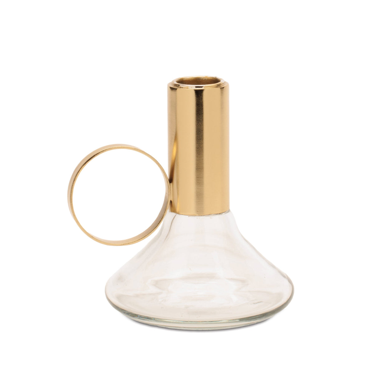 Modern Metal Taper Candle Holder with Glass Base (Set of 2)