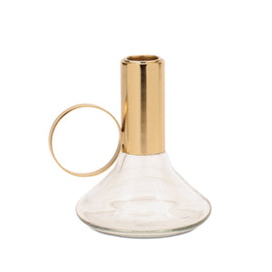 Modern Metal Taper Candle Holder with Glass Base (Set of 2)