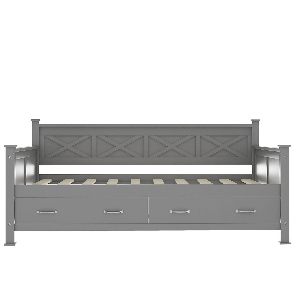 Modern Daybed With 2 Large Drawers, X Shaped Frame