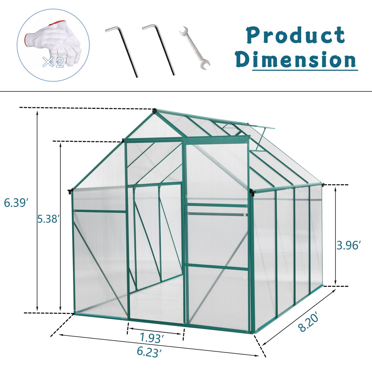 Polycarbonate house Raised Base And Anchor Aluminum Heavy Duty Walk-In houses For Outdoor Backyard In All Season