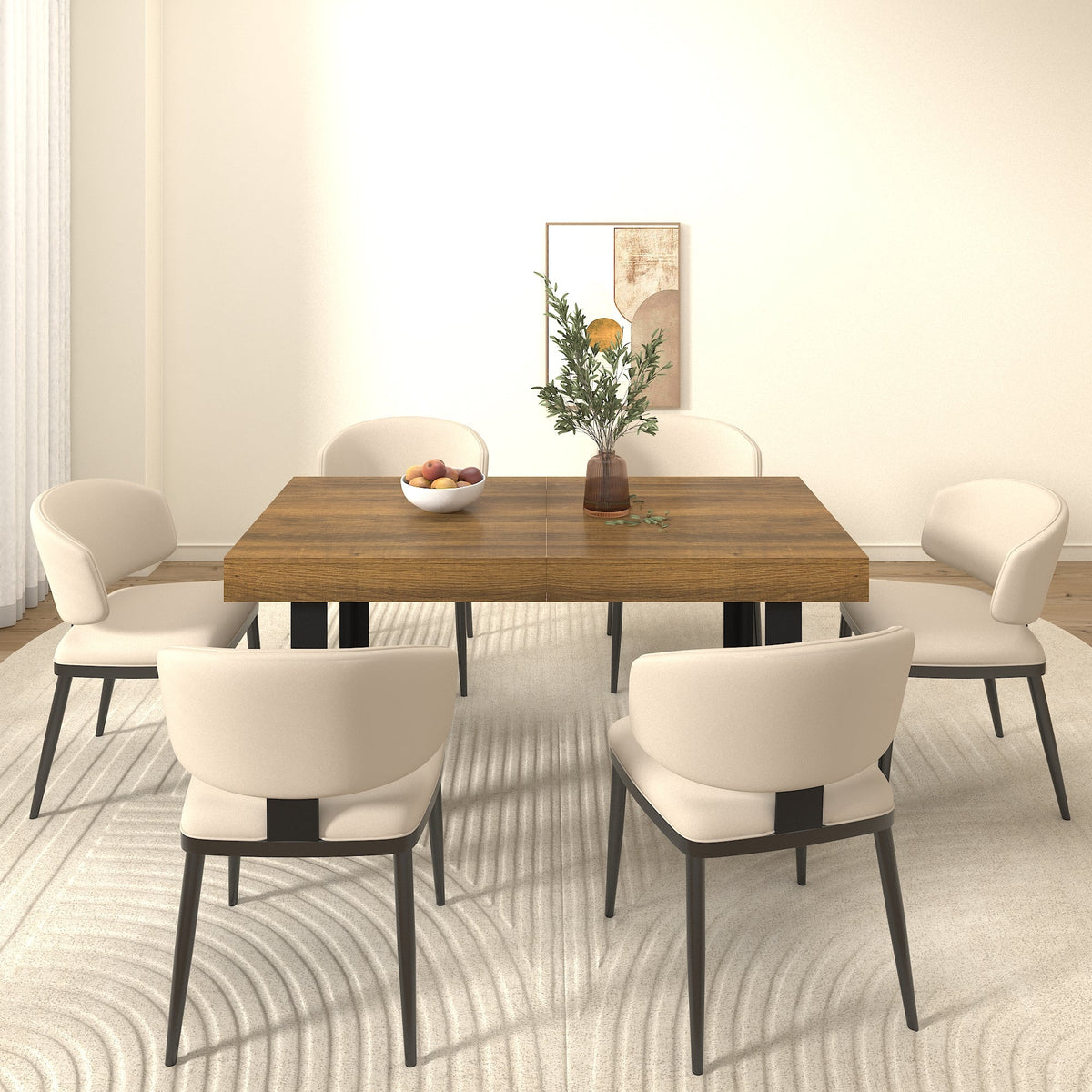 Rectangle Extendable Dining Table for 6-10 People
