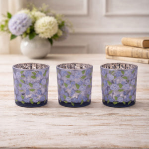 Frosted Hydrangea Print Votive Holder (Set of 3)