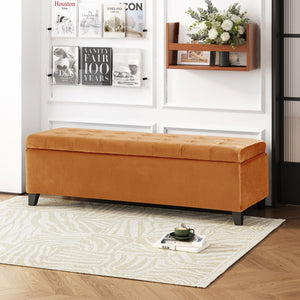 Wendover Elegant Tufted Storage Bench With Lift-Up Top And Birch Wood Legs