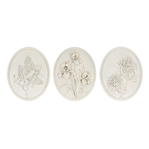 Sculpted Flower Plaque (Set of 3)