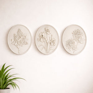 Sculpted Flower Plaque (Set of 3)