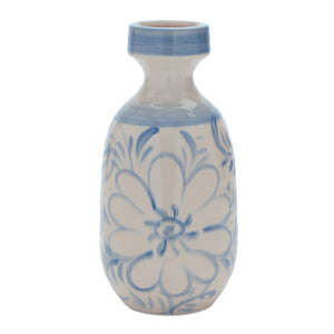 Floral Stoneware Vase 11"H