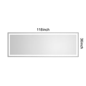 118 x 36 Inch LED Bathroom Mirror with Aluminum Frame