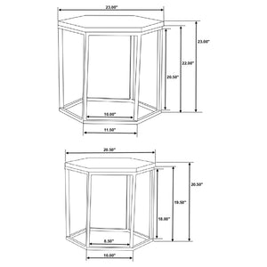 2 Piece Nesting Table With Hexagon Base - Brown