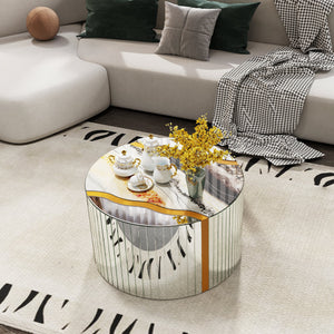 White Marble Pattern Round Coffee Table