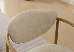 Beige PU Leather Dining Room Chair with Metal Frame