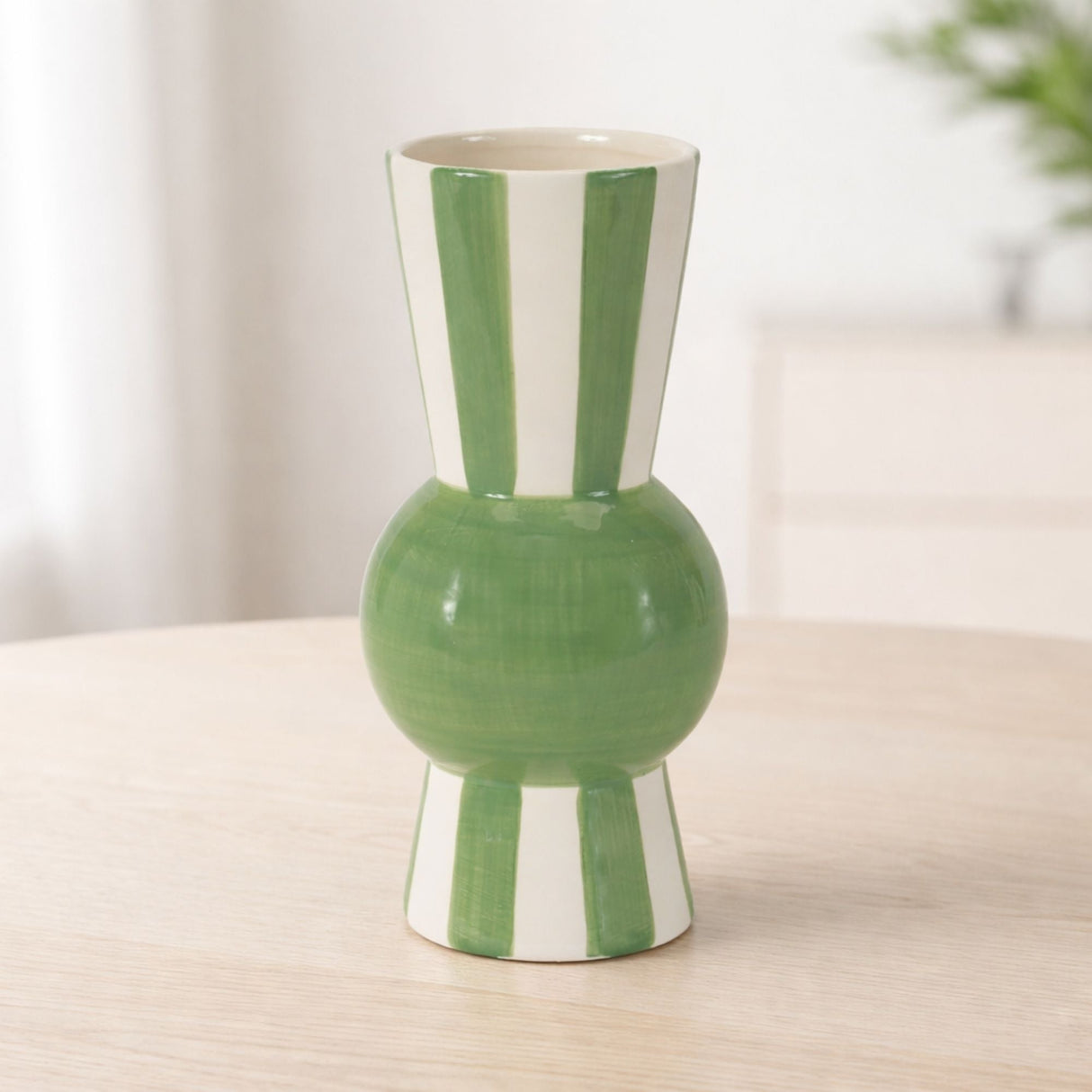 Striped Accent Tapered Vase 8"H