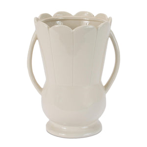 Stoneware led Scalloped Vase 9"H