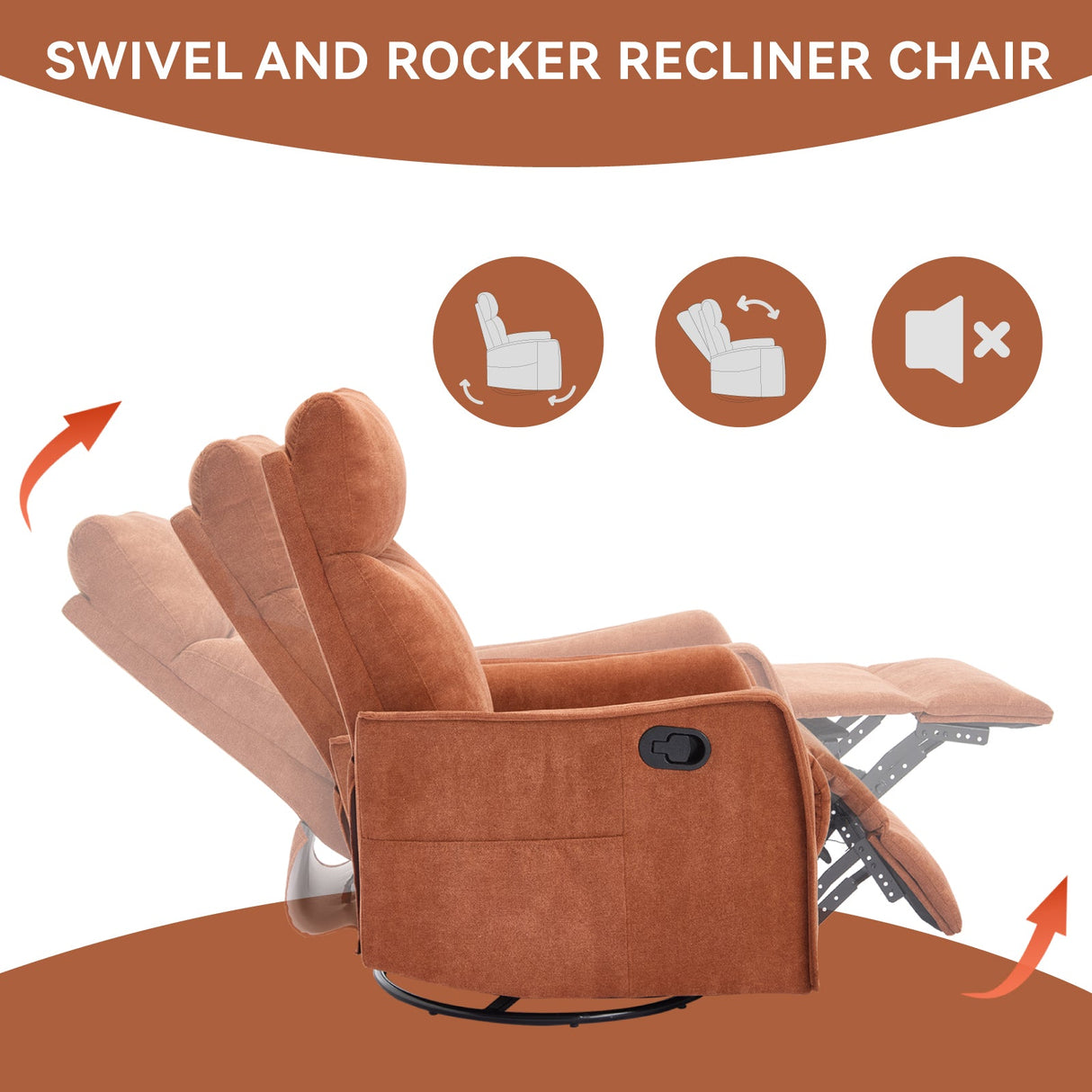 Heat Massage Manual Recliner Chair with Rocker & Swivel