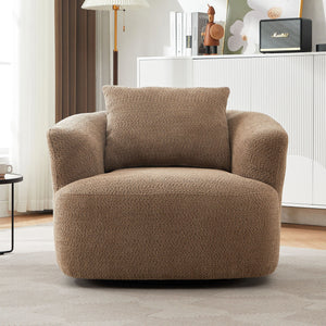 360° Swivel Barrel Sofa Chair With Throw Pillow, Upholstered Accent Chair