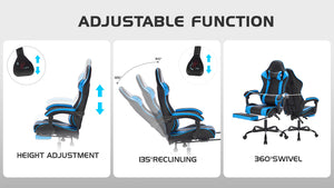 Gaming Chair with Footrest and Ergonomic Features