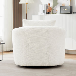 360° Swivel Barrel Sofa Chair With Throw Pillow, Upholstered Accent Chair