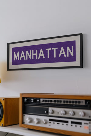 Framed Manhattan Purple Bus Scroll