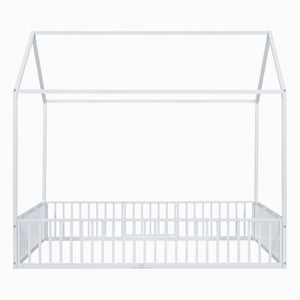 Metal House Bed With Fence And Door