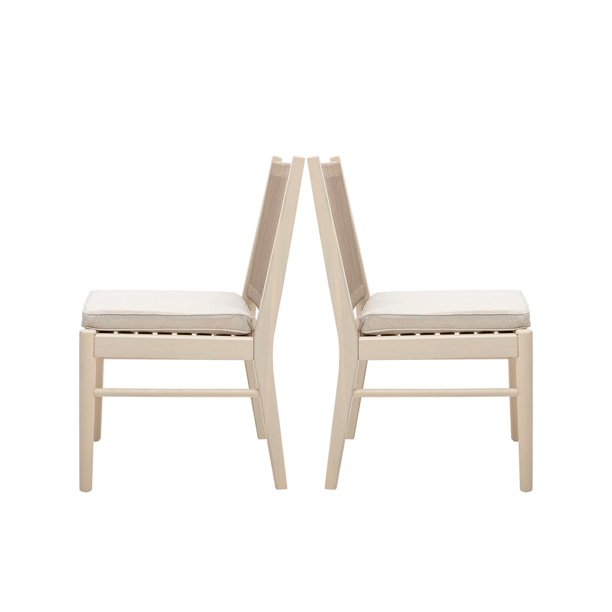 Cordoba - Dining Chair (Set of 2) With Acacia Wood Frame And Water Repellent Fabric - Beige / Yellow