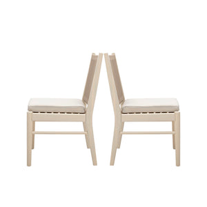 Cordoba - Dining Chair (Set of 2) With Acacia Wood Frame And Water Repellent Fabric - Beige / Yellow