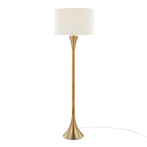 Lenuxe 65" Contemporary Metal Floor Lamp in Gold Metal with White Linen Shade