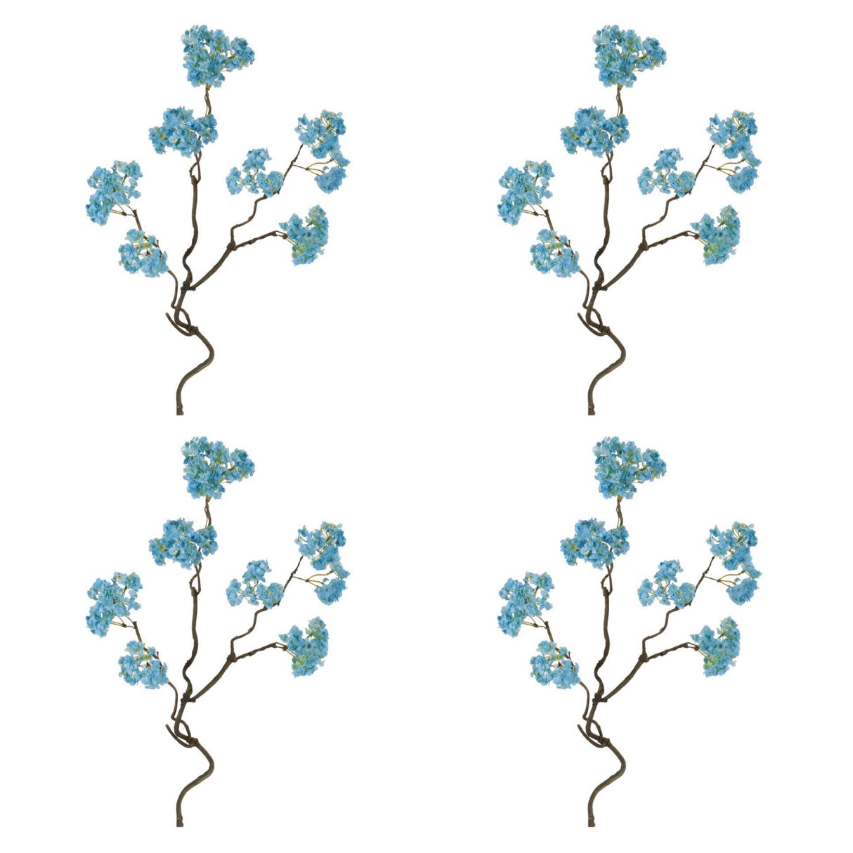 Blue Floral Twig Stem Set of 4