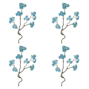Blue Floral Twig Stem Set of 4