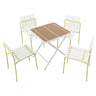4 Piece Set Of Modern Color Block Designed Single Chairs With Folding Square Table
