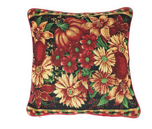 Set of 4 Pieces - Autumn Harvest Halloween & Christmas Ornaments Holiday Tapestry Throw Pillow Covers Bundle Pack - 16" x 16"