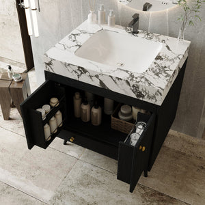 Contemporary Free-standing Bathroom Vanity with Faux Marble Top