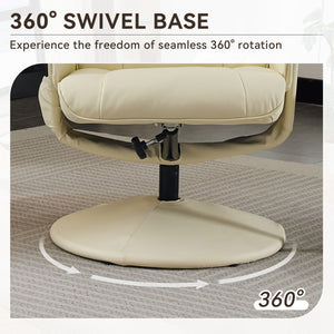 Recliner Chair With Ottoman, 360° Swivel Massage Lounge Chair With 5-Point Vibration & Heated Seat