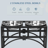 PawHut Double Stainless Steel Heavy Duty Dog Food Bowl Elevated Pet Feeding Station for Medium Dogs, 17 inches