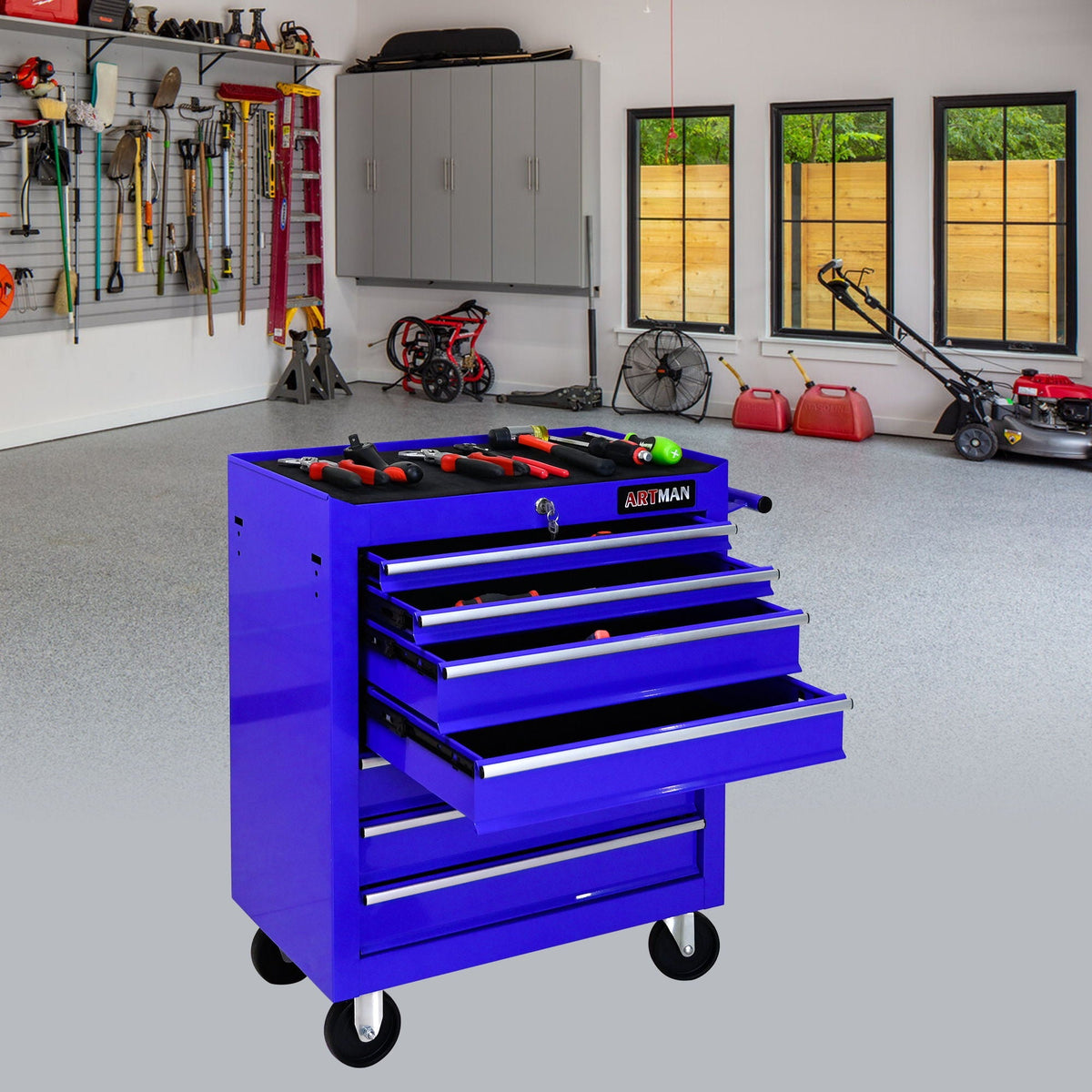Multifunctional Tool Cart With Wheels And Drawers