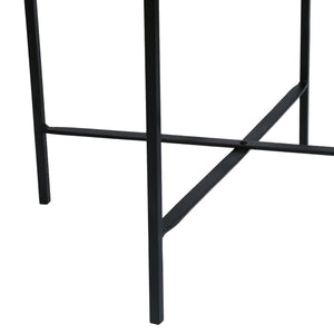 Modern Industrial Round End Table With Tray Top And Foldable Iron Legs - Natural
