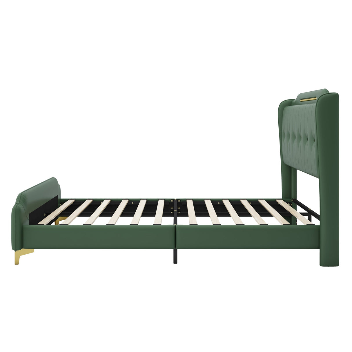 Queen Size Leather Bed Frame with Wingback Headboard & Footboard