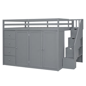 Loft Bed With Built In Wardrobes, Cabinets And Drawers