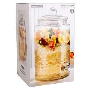 Artisan Hammered Glass Beverage Dispenser – 3 Gallon Capacity