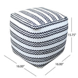 Lani - Handcrafted Fabric PoufDurable Cotton Square - Natural / Black