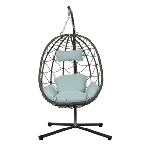 Egg Chair with Stand Indoor Outdoor Swing Chair Patio Wicker Hanging Egg Chair