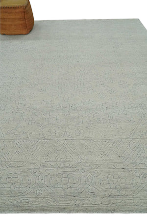 Neutral Contemporary 8x10 Medallion Beige 8x10 Hand knotted wool area rug