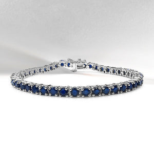 8.36 Carat Genuine Blue Sapphire .925 Sterling Silver Bracelet
