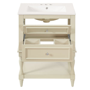 Bathroom Vanity With Sink, 2 Drawers Storage Cabinet, Open Shelf