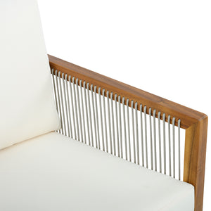 Outdoor Club Chair (Set of 1) - Acacia Wood Frame with Rope Back