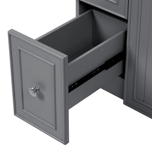 Transitional Style Bathroom Vanity Cabinet With Ceramic Sink