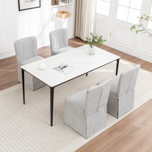 Linen Dining Chairs - Modern Fabric Side Chairs for Dining Room