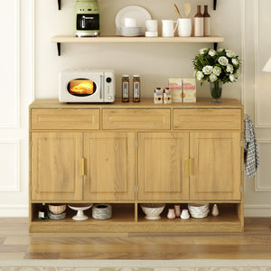 U-Style Farmhouse Sideboard with 3 Drawers & 4 Doors