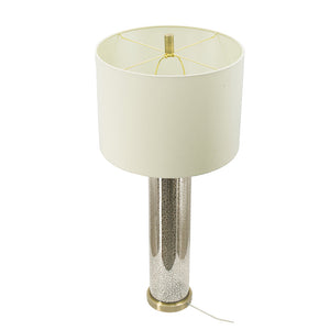16x16x35 Gold Mirrored Glass Table Lamp with White Fabric Shade