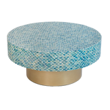 35x35x16' Unique Hyperion Capiz Inlay Drum Coffee Table with Gold Pedestal Base
